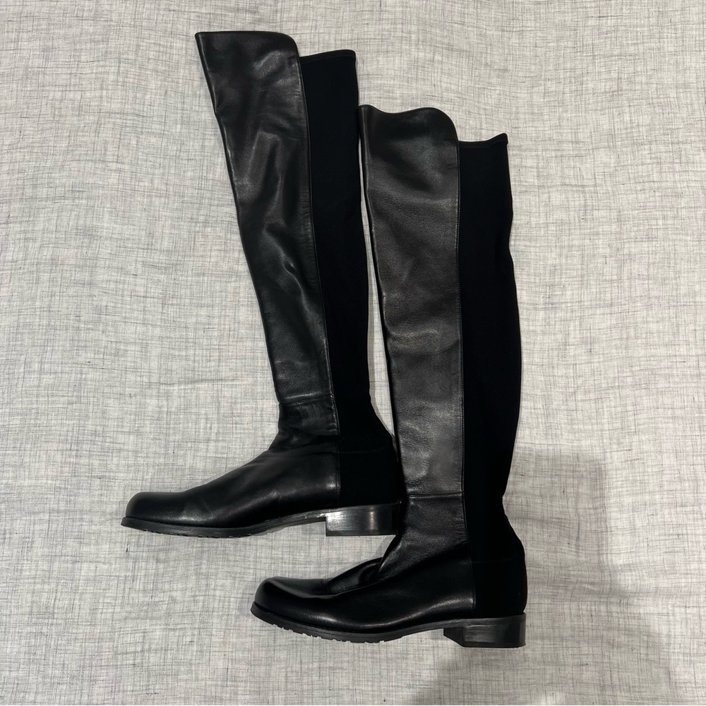 Stuart Weitzman The 5050 Authentic boots, Sz 8.5M, orig $655, Black Nappa